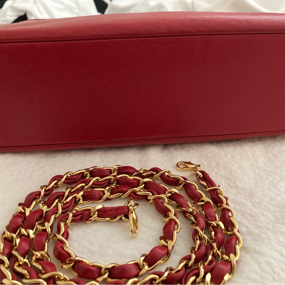 CHANEL RARE Vintage Red Lambskin Mini Rue Cambon 31 Cut Out Bag Gold Chain - Picture 8 of 8